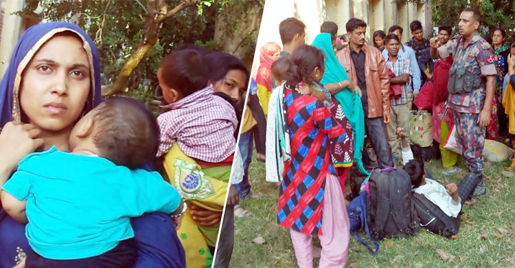 বাংলাদেশে প্রবেশে ভারতীয় সীমান্তে অপেক্ষায় অসংখ্য নারী-পুরুষ